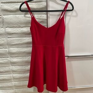 🍒 Lulus Cherry Red Spaghetti Strap Mini Skater Dress 🍒